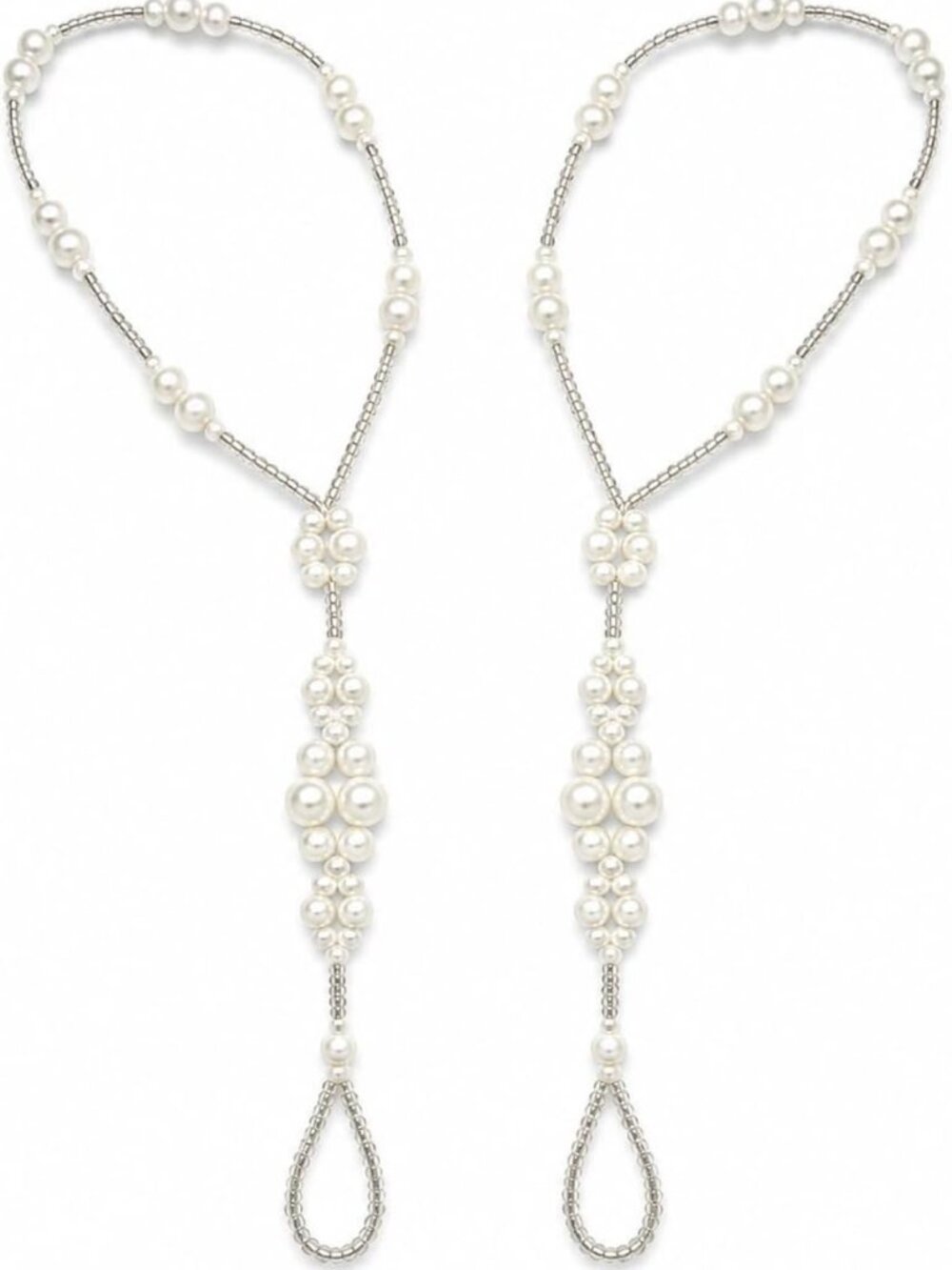 Elegant Pearl Barefoot Sandals for Women - Beach Wedding Foot Jewelry, 2 Pieces